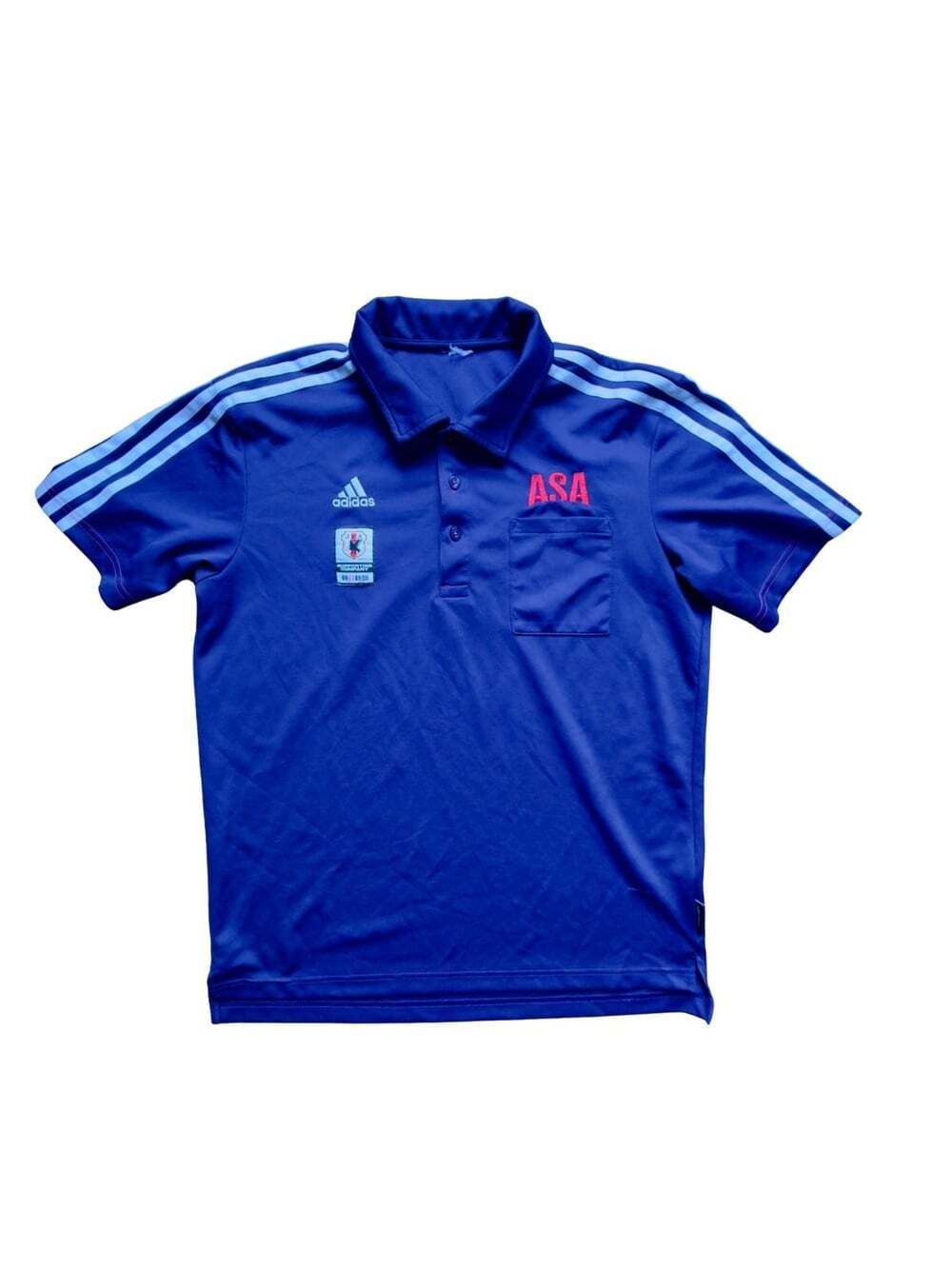 Adidas ASA Soccer Polo Shirt Blue Japan Market 3 Stripe Football Mens Large